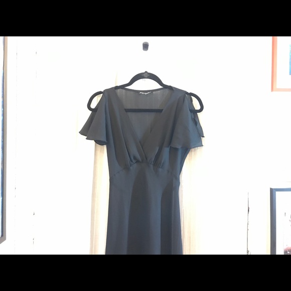 Betsey Johnson Sheer Black Chiffon V Neck Midi Dress Size M - Picture 4 of 10